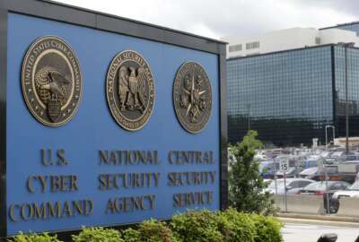 FILE - This June 6, 2013 file photo, shows the sign outside the National Security Agency (NSA) campus in Fort Meade, Md.All fingers are pointing to Russia as author of the worst-ever hack of U.S. government agencies. But President Donald Trump, long wary of blaming Moscow for cyberattacks has so far been silent. (AP Photo/Patrick Semansky, File)