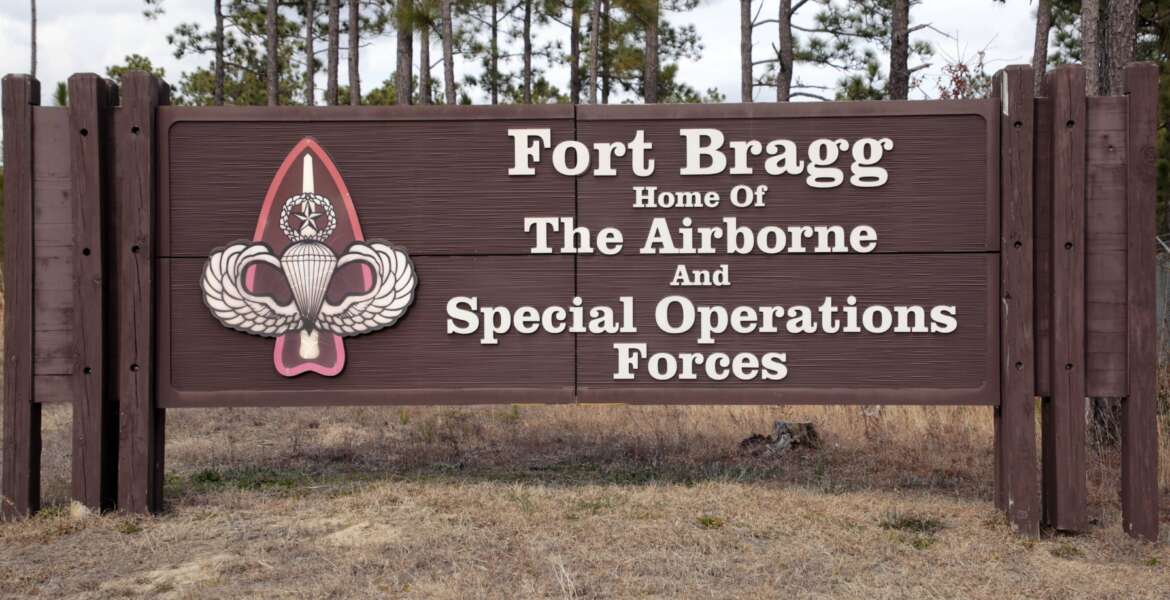 FILE - Fort Bragg shown, Feb. 3, 2022, in Fort Bragg, N.C. An independent commission is recommending new names for nine Army posts that were commemorated Confederate officers. Among their recommendations: Fort Bragg would become Fort Liberty and Fort Gordon would become Fort Eisenhower. The recommendations are the latest step in a broader effort by the military to confront racial injustice.  (AP Photo/Chris Seward, File)